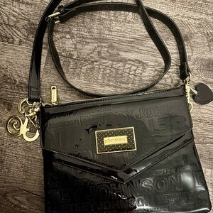 Betsey Johnson Glossy Black Crossbody Bag